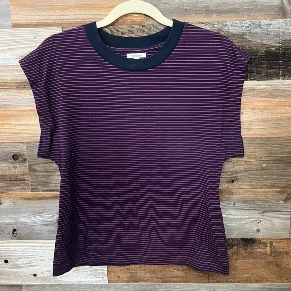 Pistola Marina Wide Shoulder Muscle Tee Mariners Stripe Women’s Small Sold Out - Picture 2 of 4